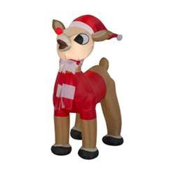 Airblown Inflatables Gemmy 42" inflatable airblown standing rudolph in santa outfit