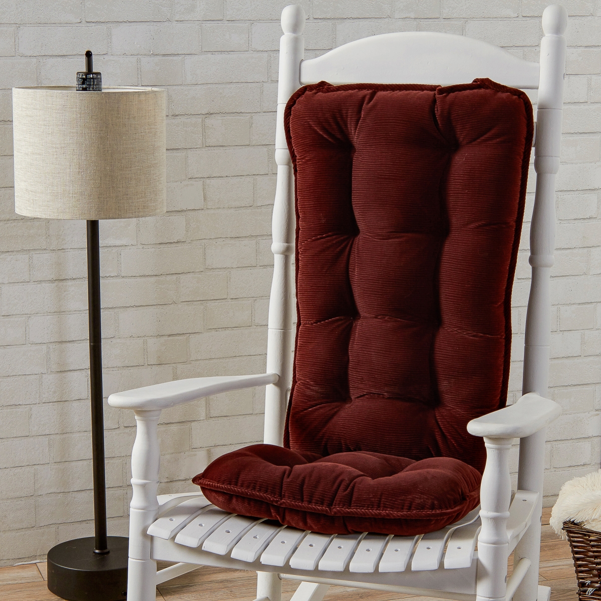 Greendale Home Fashions AZJR5175-MERLOT Jumbo Rocking Cherokee Solid Chair Cushion&#44; Merlot