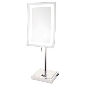 Jerdon Style JRT910CL 5X- 6.5 in. x 9 in.- LED Lighted Table Top- Chrome- Height 17 in.- AC Convenience Outlet