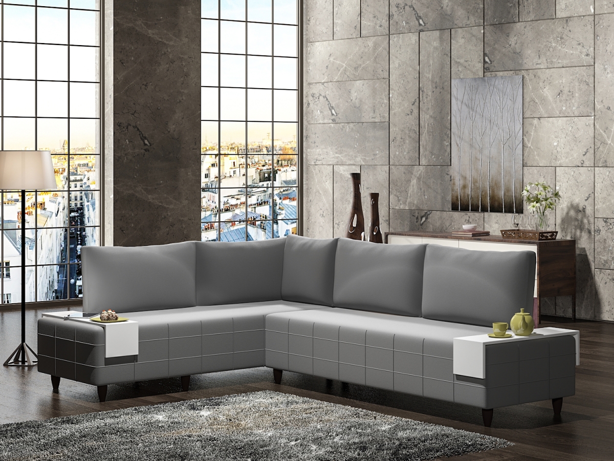 Homedora HD-ON10EV-INF-GRY-S Inferno Sectional Sofa, Grey