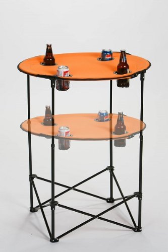 Picnic Plus Portable round tailgate table extends from 24 in. to 36 in. - ORANGE