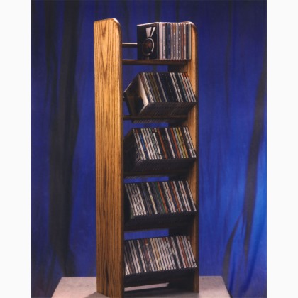 Wood Shed Solid Oak 5 Row Dowel CD Rack