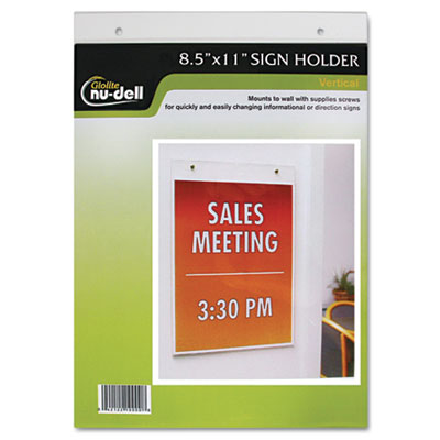 Nu-Dell Clear Plastic Sign Holder  Wall Mount  8 1/2 x 11