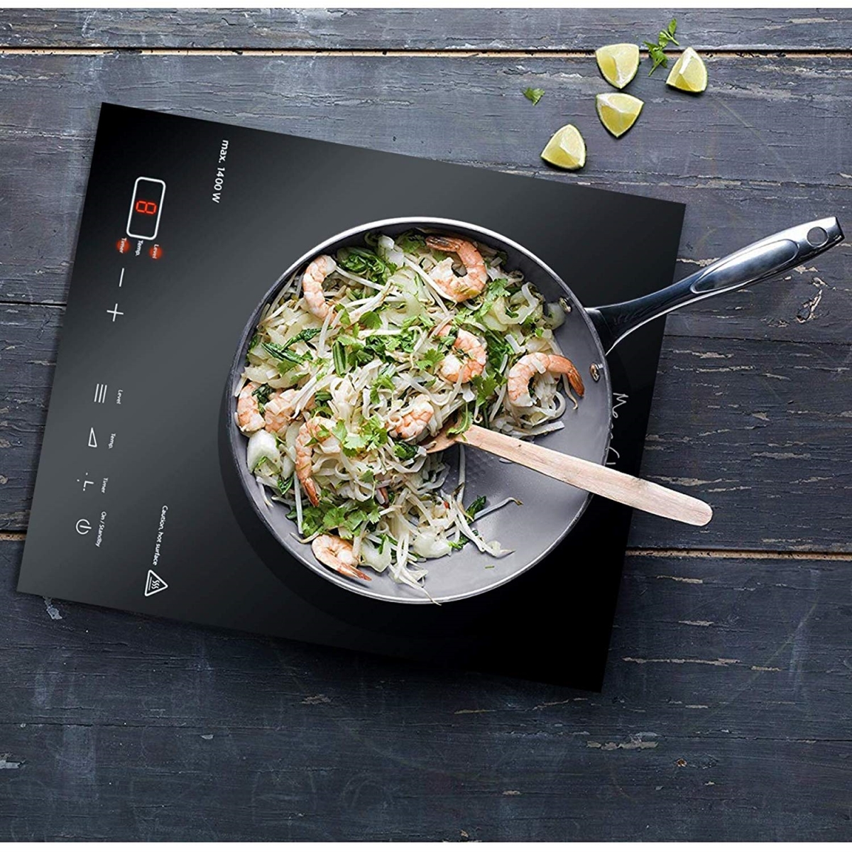 MegaChef Portable 1400W Single Induction Cooktop with Digital Control Panel - Black