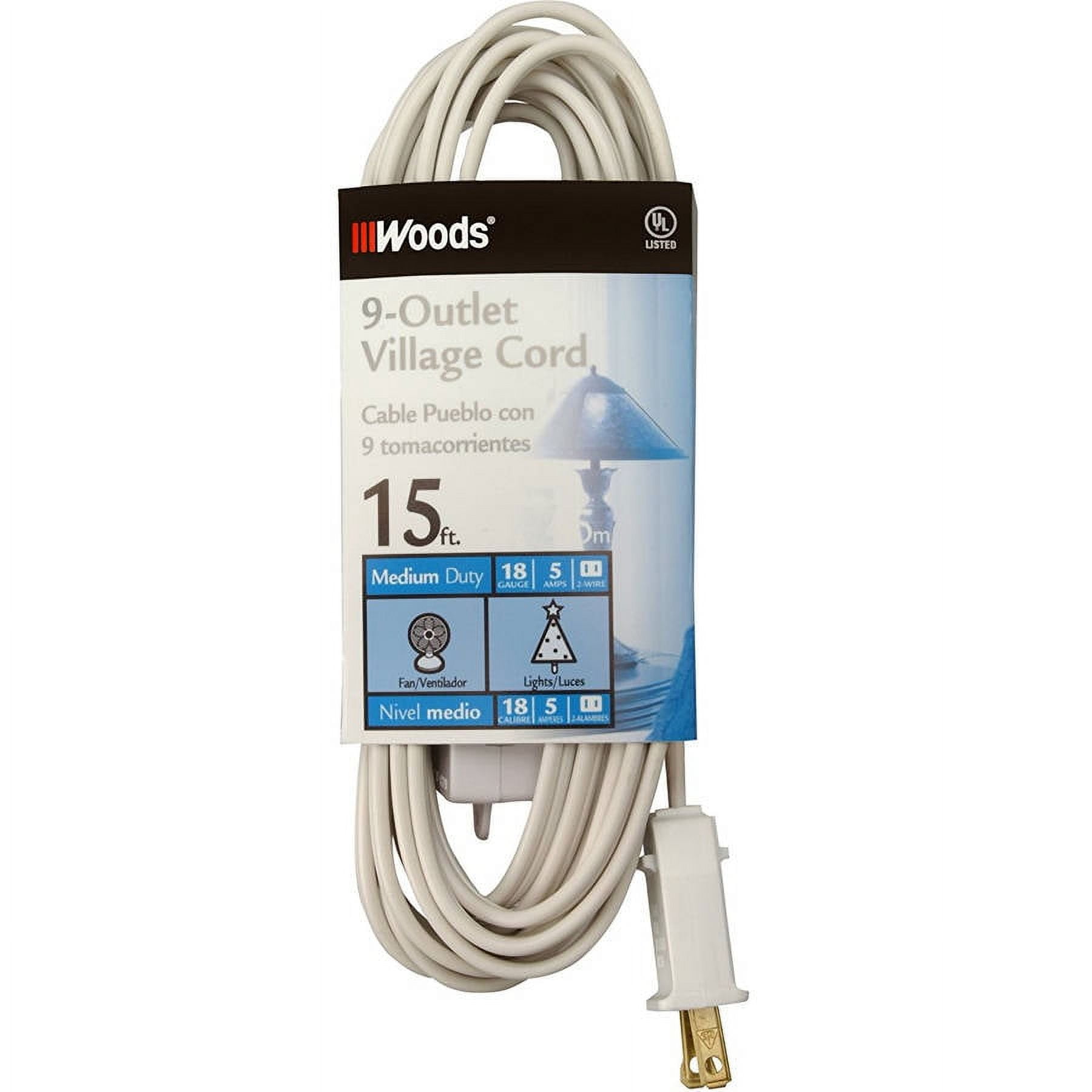 Woods 15 ft. Indoor Extension Cord with Switch&#44; White