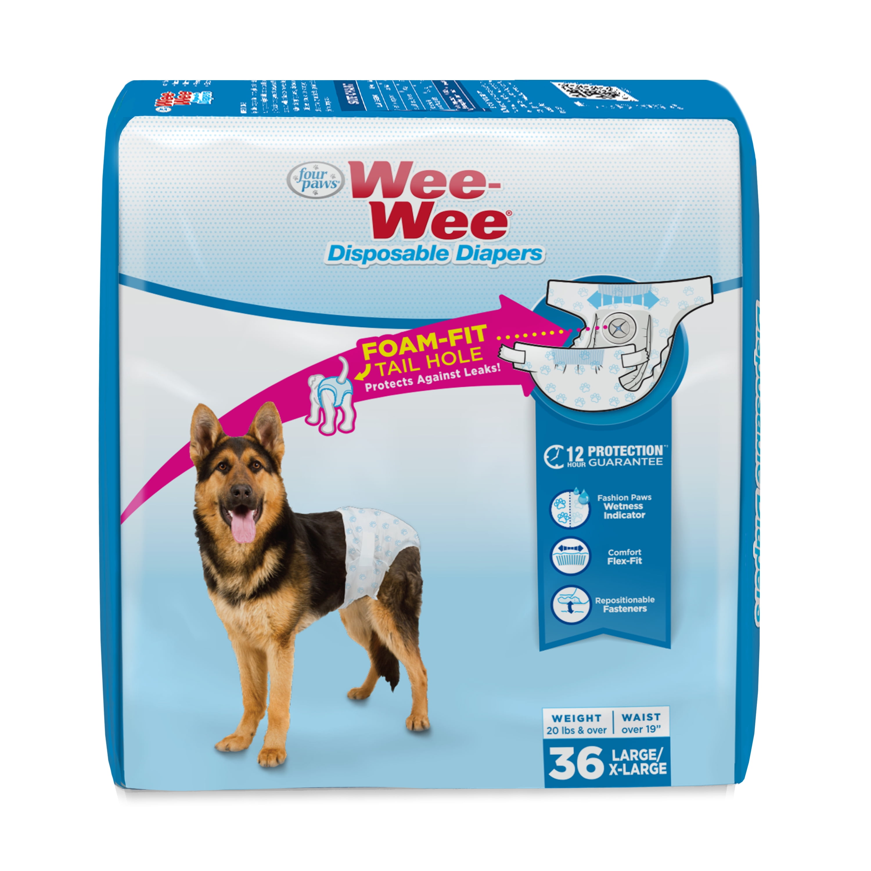 Four Paws Products 100534953 Wee-Wee Disposable Diapers - 36 Count