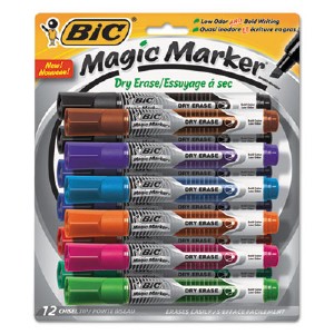 BIC Low Odor & Bold Writing Dry Erase Marker&#44; Chisel Tip - Assorted