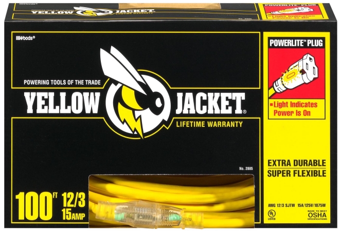 Coleman Cable 100 ft. 12/3 Yellow Jacket Extension Cord