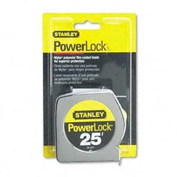 Stanley Bostitch 33425 Powerlock II Power Return Rule  1 in.x25 ft.  Chrome/Yellow