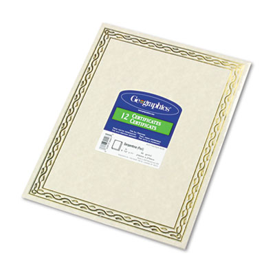 Geographics Foil Stamped Award Certificates&#44; 8.5 x 11&#44; Gold Serpentine Border&#44; 12-Pack