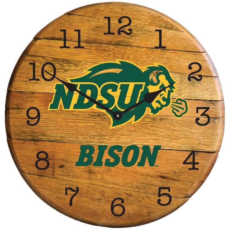 Barrel-Tops NCAA-NORTH DAKOTA STATE UNIVERSITY Oak Barrel Clock