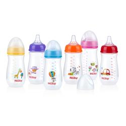 Nuby 9 oz Wide Neck Bottle with Anti-Colic Air System - Case of 24