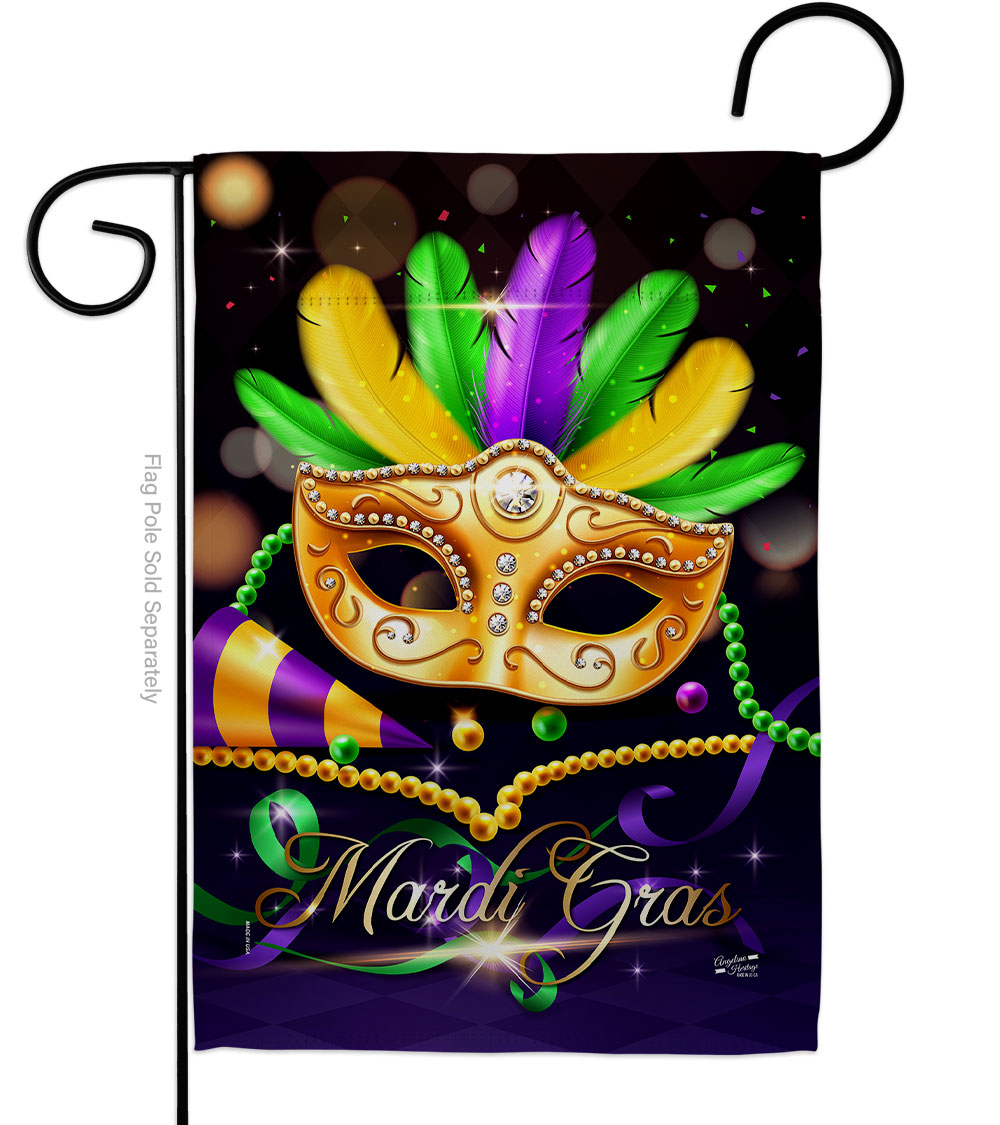 Angeleno Heritage 13 x 18.5 in. Mardi Gras Party Garden Flag with Spring Double-Sided Decorative Vertical Flags House Decoration Banner Yard Gift