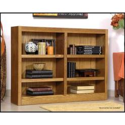 Concepts In Wood Double Wide Bookcase&#44; Dry Oak Finish 6 Shelves