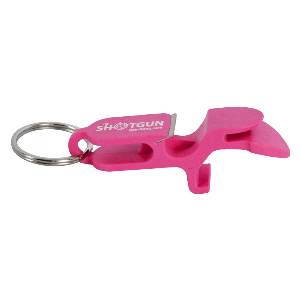 Drinking Shotgun Bottle Opener Pink Keychain