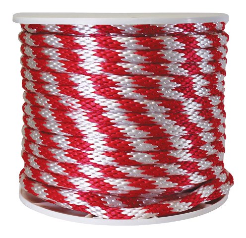 Wellington P7240S0200R70S Solid Braided Poly Derby Rope  Red &amp; White
