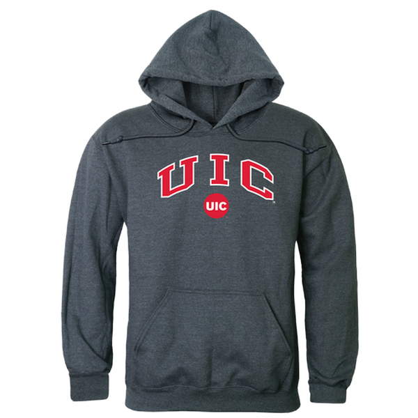 W Republic University of Illinois Chicago Men Campus Hoodie&#44; Heather Charcoal - Large
