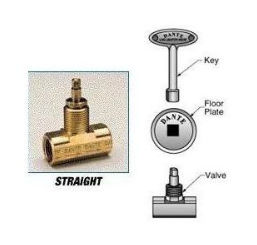 Canterbury Straight Polished Brass Fireplace Gas Valve for LP or Natural Gas