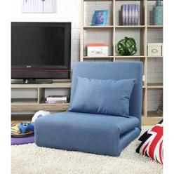 Posh Living Relaxie Linen 5-Position Adjustable Convertible Flip Chair Sleeper Dorm Bed Couch Lounger Sofa - Blue