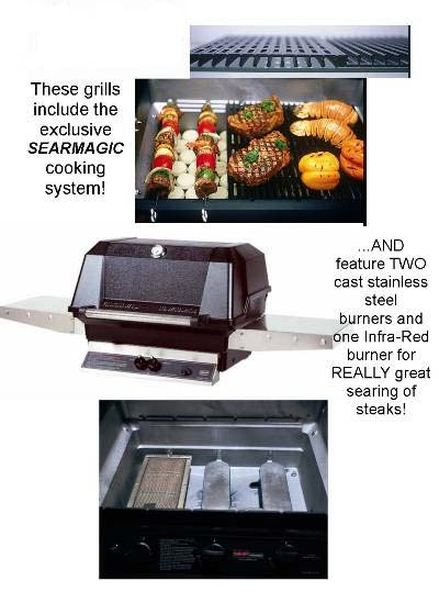 Modern Home Products MHP Natural Gas Grill Searmagic Grids  Two Cast Stainless Steel and One Infra-Red Burner