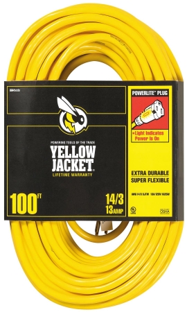 Coleman Cable 100 ft. 14/3 Yellow Jacket Extension Cord