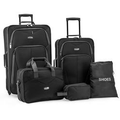 Elite Luggage Whitfield 5 Piece Softside Lightweight Rolling Luggage Set&#44; Black