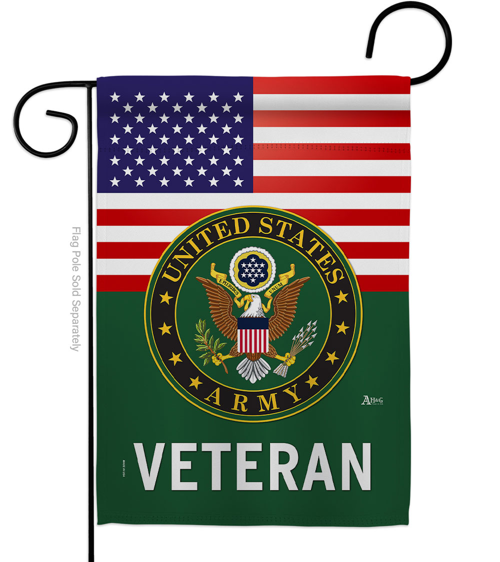 Americana Home & Garden 13 x 18.5 in. US Army Veteran Garden Flag with Armed Forces Double-Sided Decorative Vertical Flags House Decoration Banner Yard
