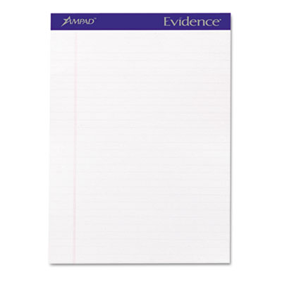 Ampad Evidence Perf Top- Legal/Red Margin Rule- Letter- White- 50-Sheet Pads/Pack- Dz.