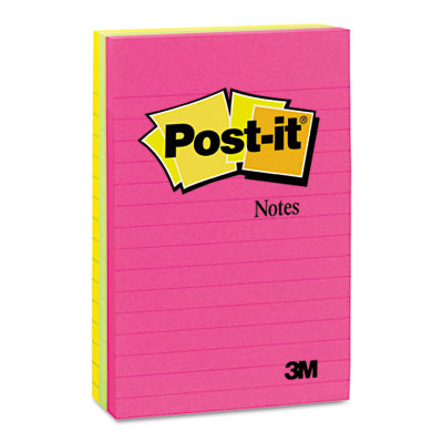 Post-it Sticky note Notes  4 x 6- 3 Neon Colors- 3 100-Sheet Pads/Pack