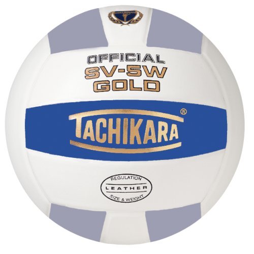 TACHIKARA Gold Competition Premium Leather Volleyball - College Blue-White-Silver Gray