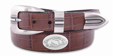 ZeppelinProducts Arkansas Concho Croc Tan Leather Belt&#44; 38 Waist