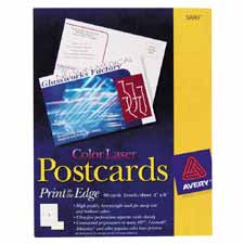 Avery Consumer Products  Color Laser Postcard- Perforated- 4in.x6in.- White