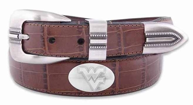 ZeppelinProducts West Virginia Concho Croc Tan Leather Belt&#44; 36 Waist