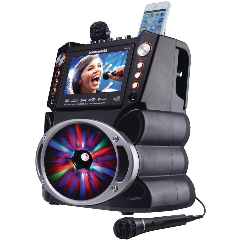 Karaoke USA Bluetooth Karaoke Machine with Synchronized LEDs