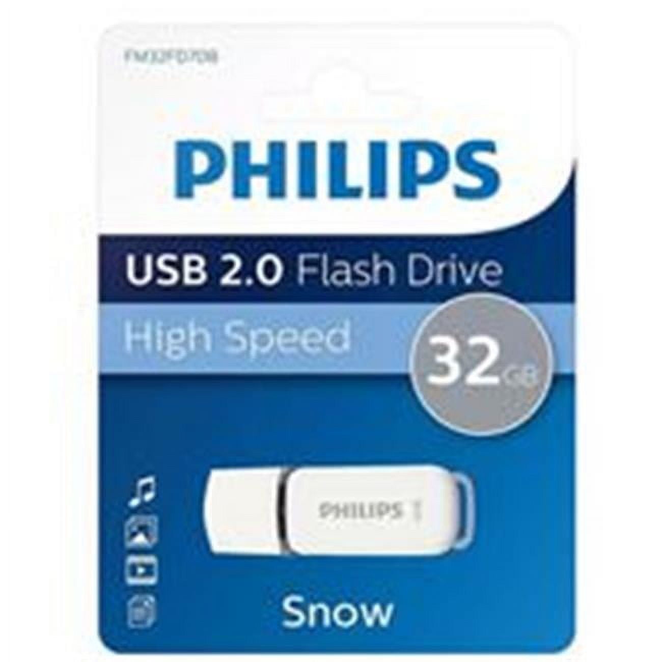 Philips USB2.0 Snow 32GB Flash Drive&#44; White & Grey