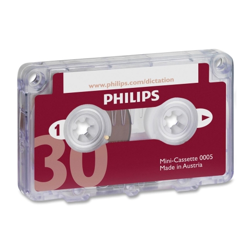 Philips Dictation Mini Cassette&#44; with File Clip&#44; 30 Minutes