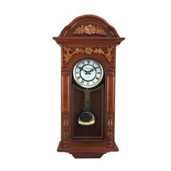 Bedford Clock Collection 27.5 in. Antique Chiming Wall Clock with Roman Numerals&#44; Oak Finish