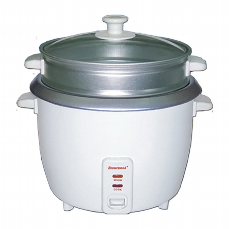 Brentwood 10 Cup - 1.8 Liter - Rice Cooker with Steamer - White Body