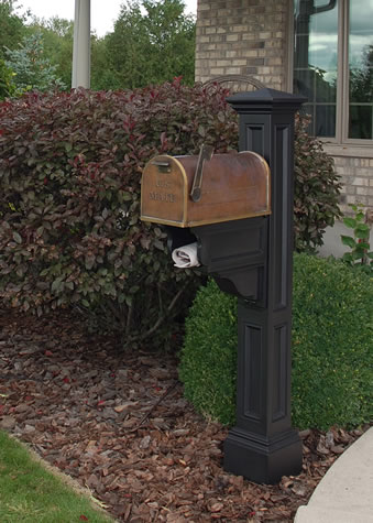 Mayne 5846B Charleston Plus Mailbox Post- Black