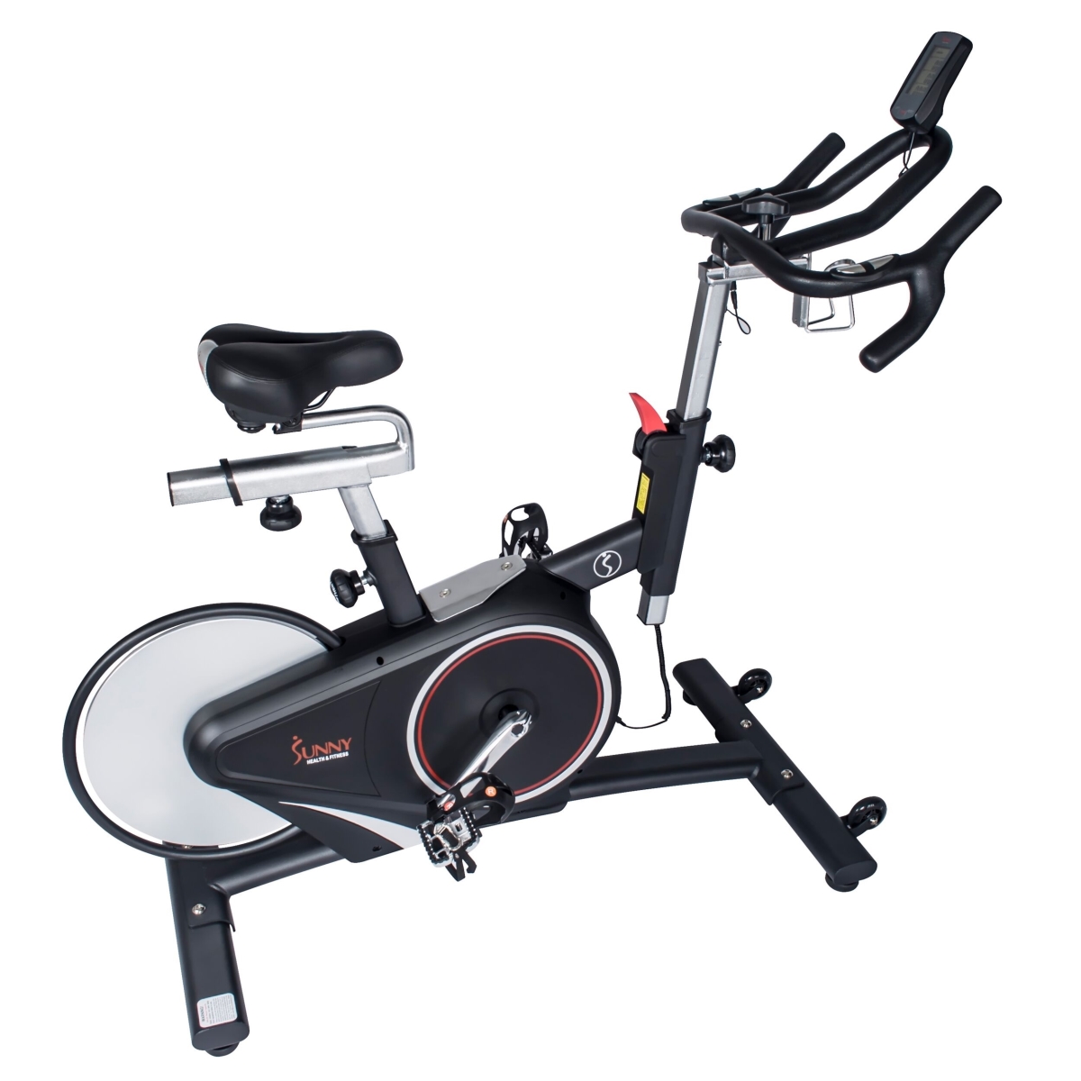 Sunny Health & Fitness Magnetic Belt Rear Drive Indoor Cycling Bike with Cadence Sensor & Pulse Rate Monitor