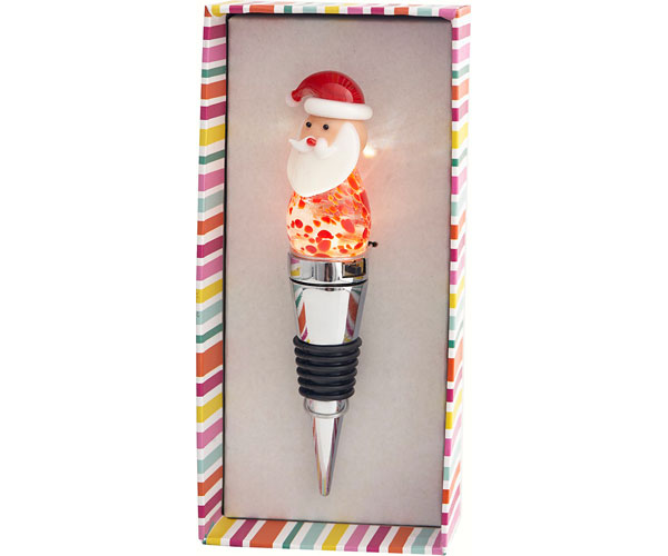 LS ARTS INC LS Arts XM-1040 Light-Up Glass Stoppers - Santa