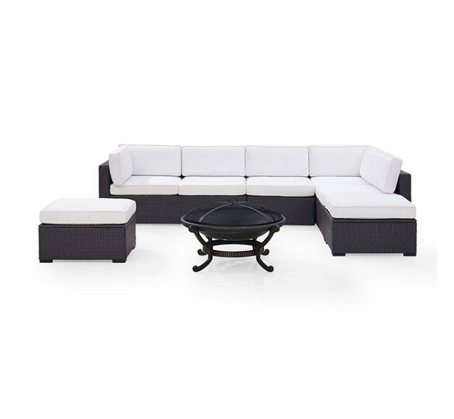 Crosley KO70120BR-WH Biscayne 6 Piece Outdoor Wicker Seating Set - White