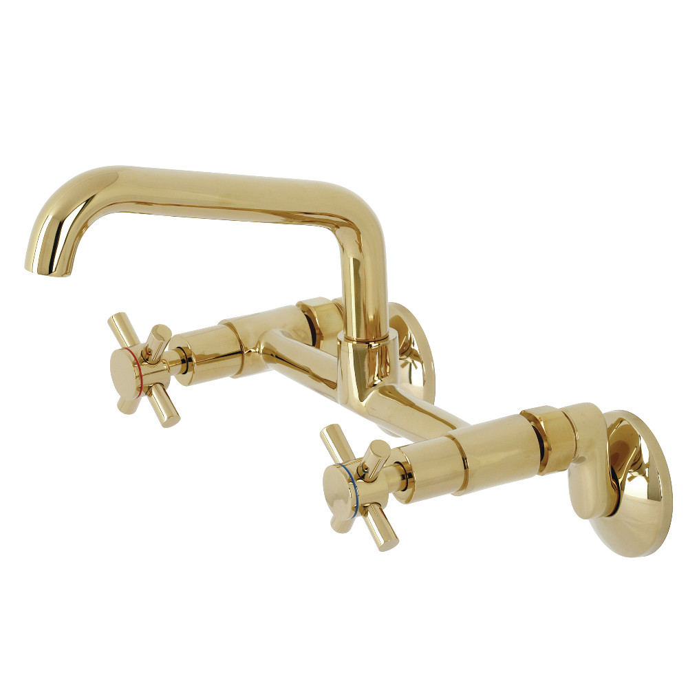 Kingston Brass KS423PB Concord Two-Handle Wall-Mount Kitchen Faucet, Polished Brass