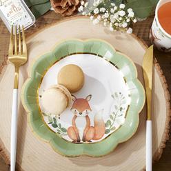 kate aspen 28525NA 7.0 x 7.0 x 0.5 in. Woodland Baby Premium Paper Plates - Set of 16