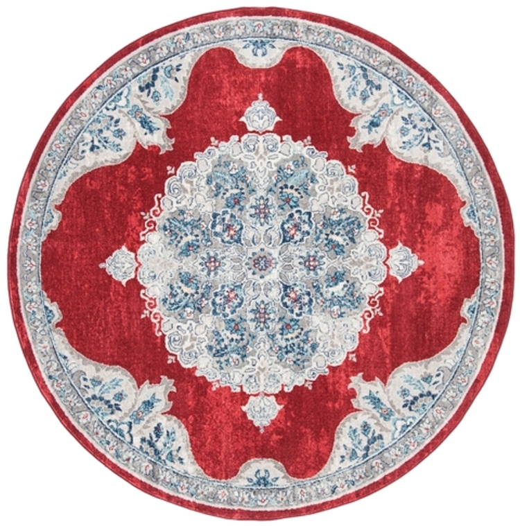 Safavieh BNT867Q-3R 3 x 3 ft. Brentwood Brentwood Power Loomed Round Area Rug&#44; Red & Ivory