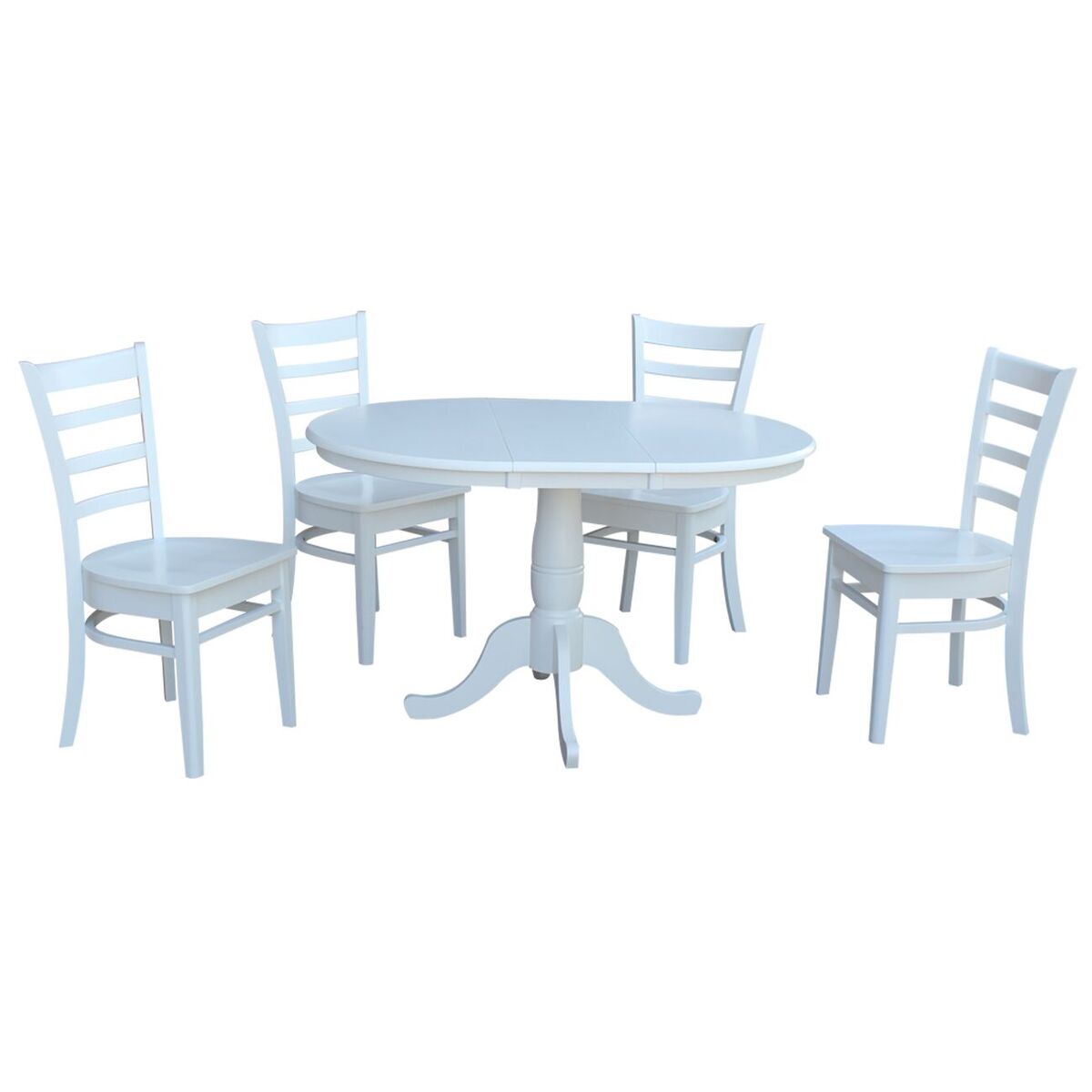 International Concepts K08-36RXT-C617-4 36 in. Round Extension Dining Table With 4 Emily Chairs