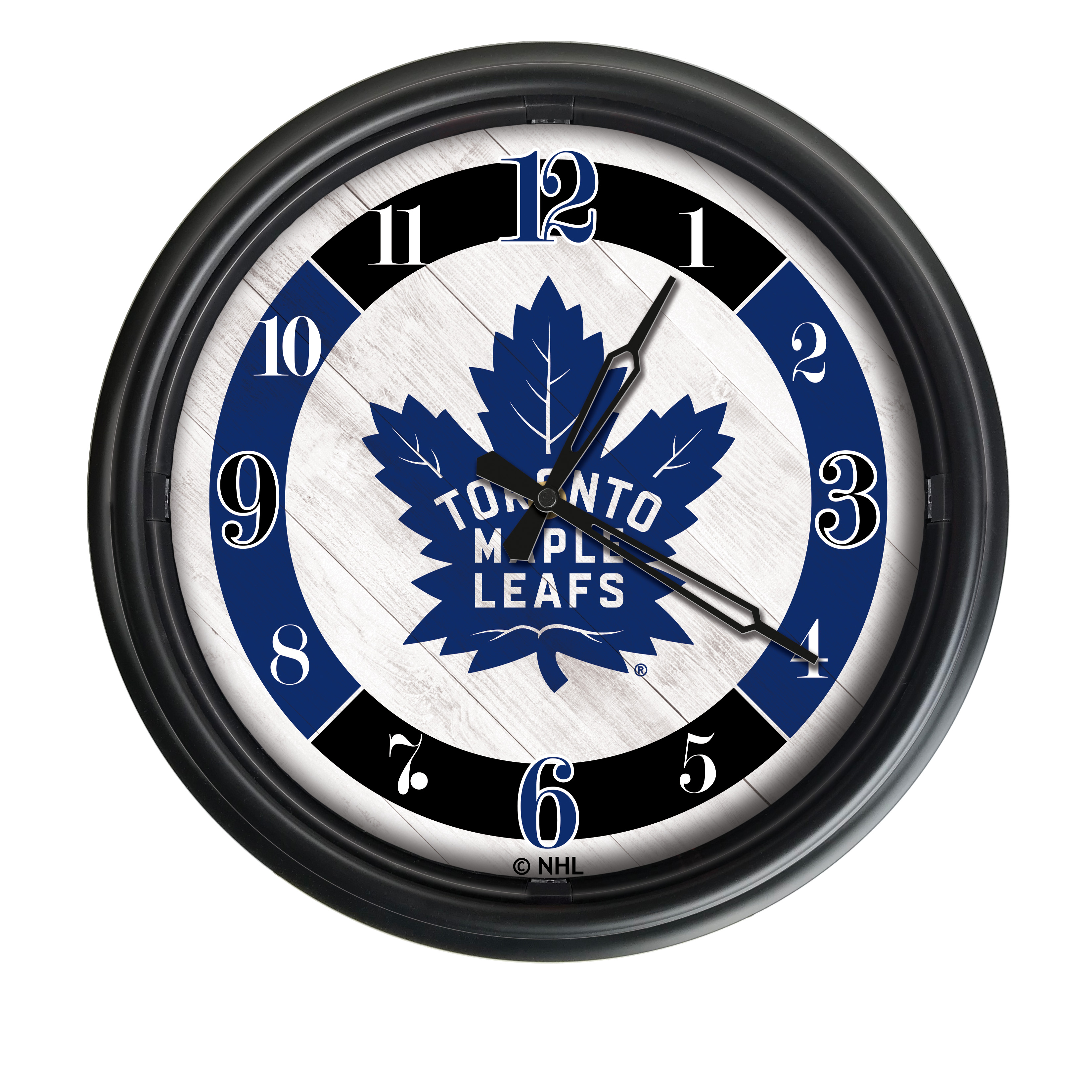 Holland Bar Stool ODClk14BK-08TorMpl 14 in. Dia. Toronto Maple Leafs Indoor & Outdoor LED Wall Clock&#44; Black