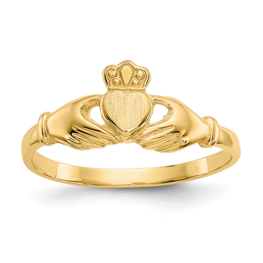 Quality Gold 10D99 10K Polished & Satin Claddagh Ring&#44; Size 7