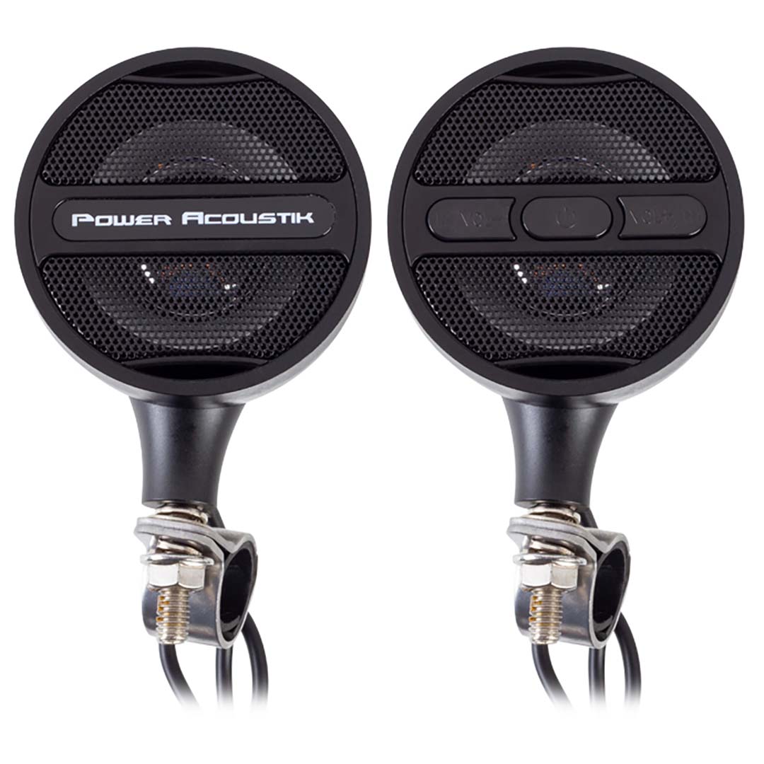 Power Acoustik MCS22B Motorcycle Bluetooth Speaker System Fm Radio & USB Input&#44; Black