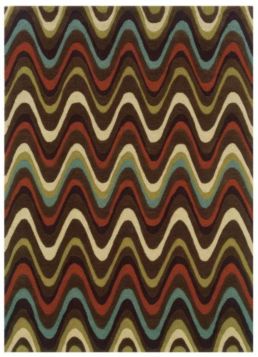 Linon RUG-TAE0957 5 x 7 ft. Trio Tufted Indoor Area Rug - Brown & Multicolor